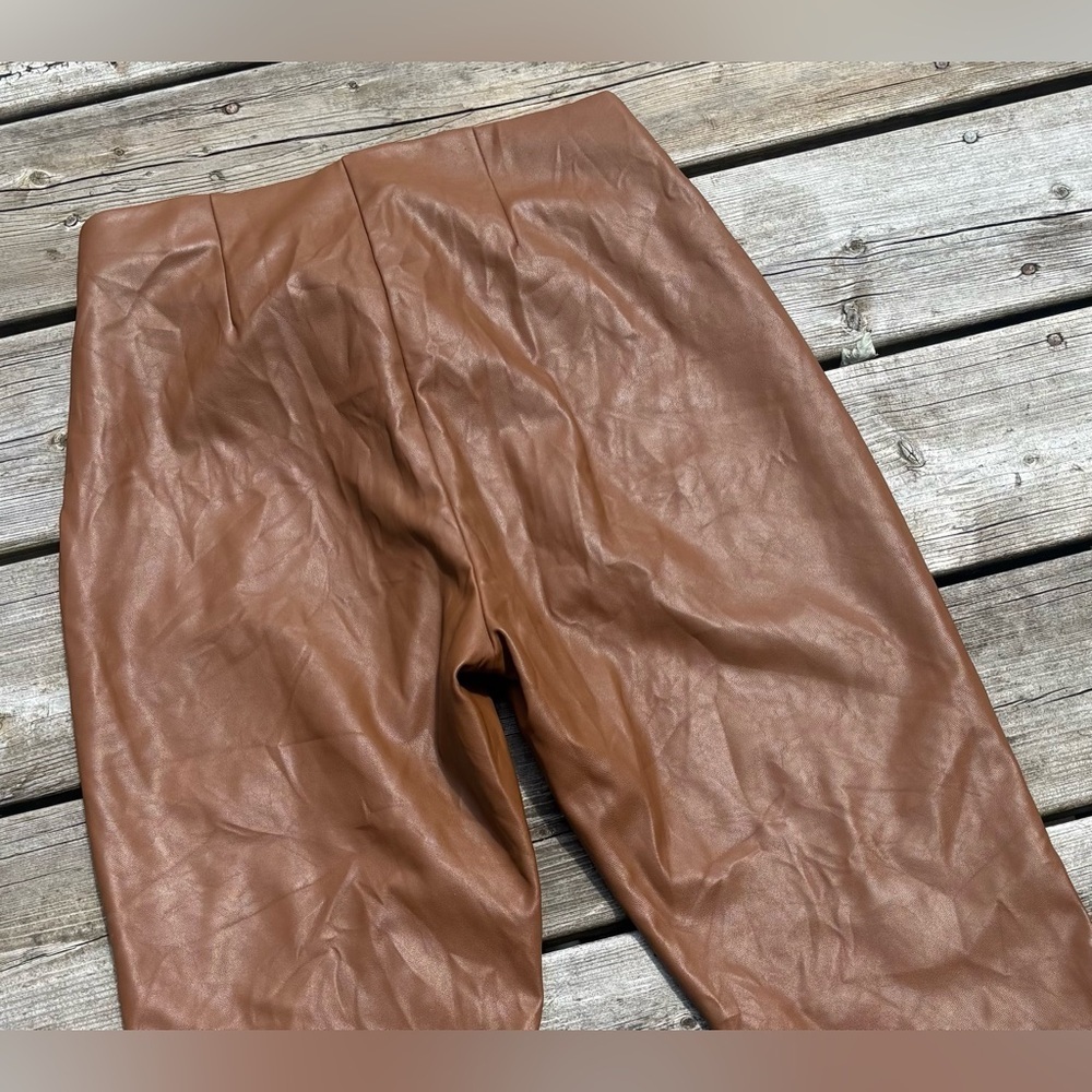 Calvin Klein Brown Faux Leather Low Rise Women's Trousers Small - Picture 6 of 6
